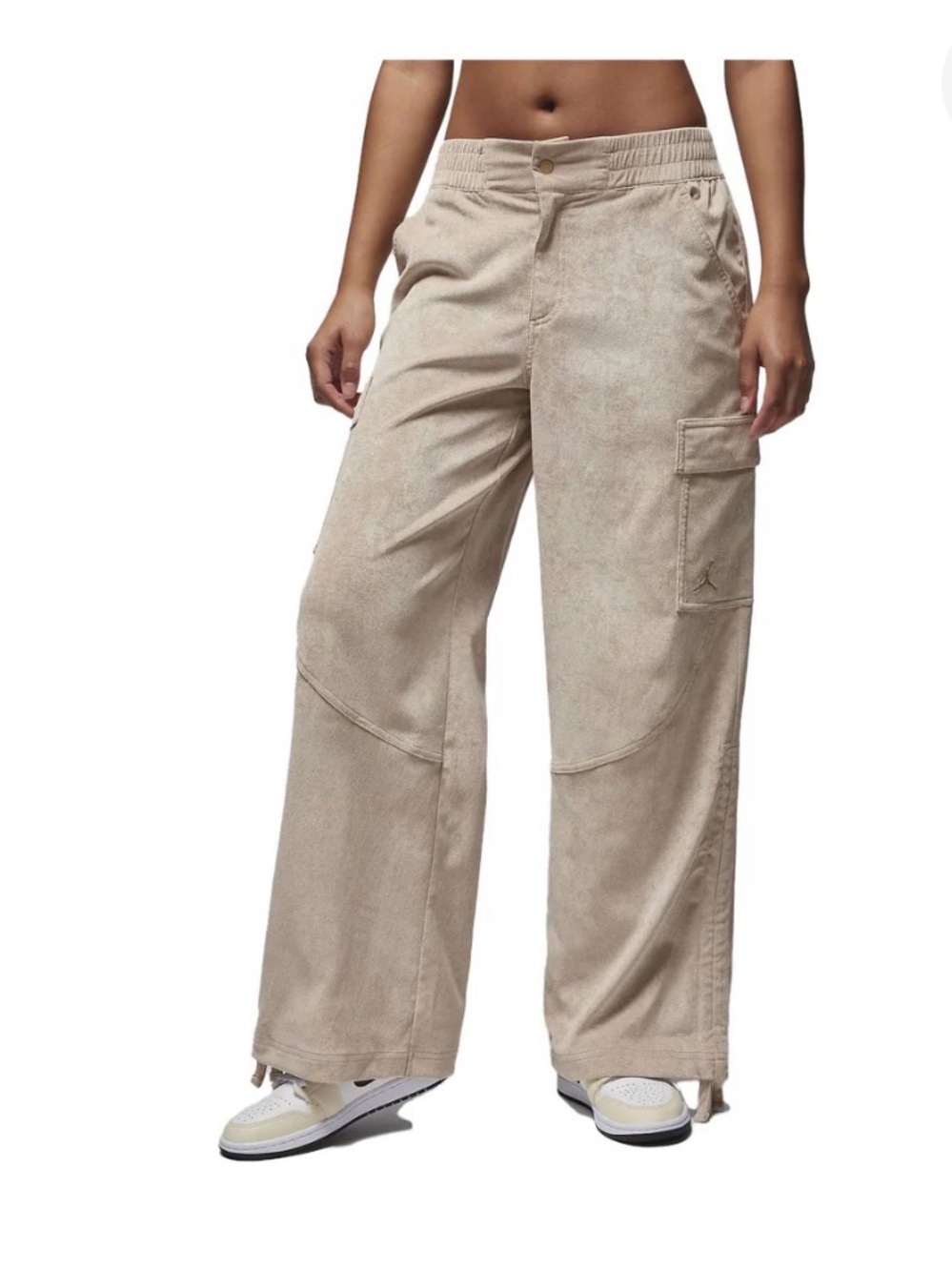 Jordan Wide-Leg Cargo Pants in Light Beige